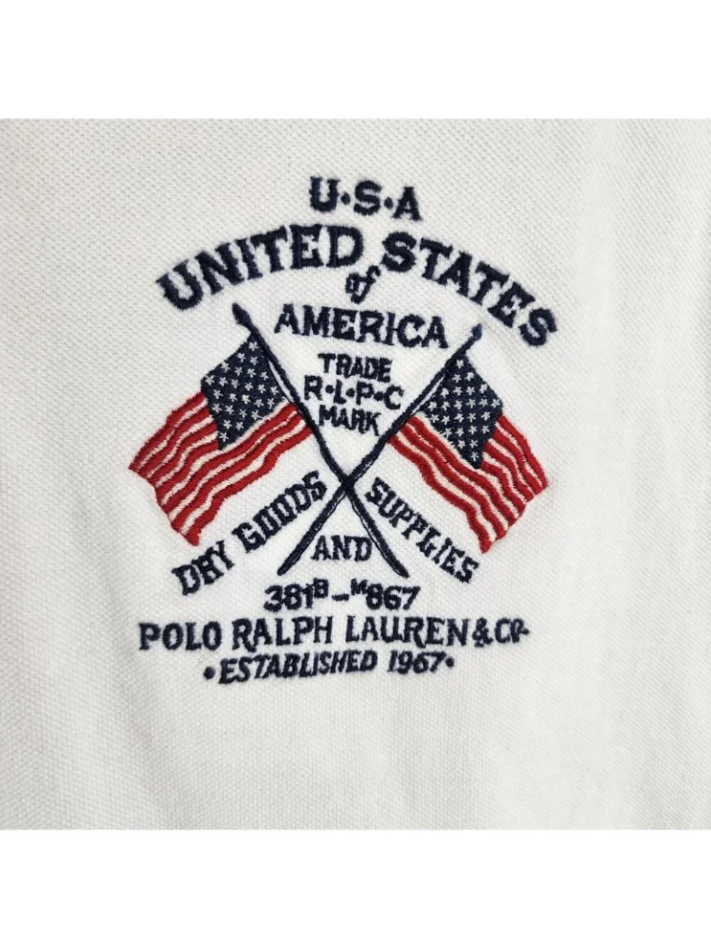 Polo Ralph Lauren Shirt Mens XL White Americana Polo USA Flag Classic Fit
